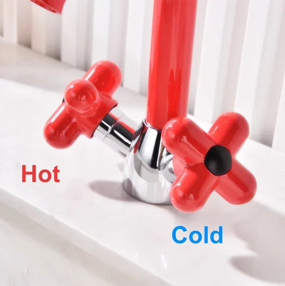 Solid Brass Dual-Handle Rotatable Basin Faucet