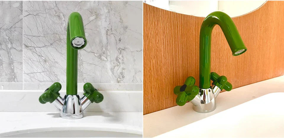 Solid Brass Dual-Handle Rotatable Basin Faucet