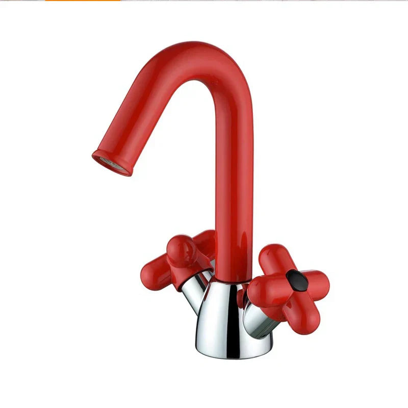 Solid Brass Dual-Handle Rotatable Basin Faucet