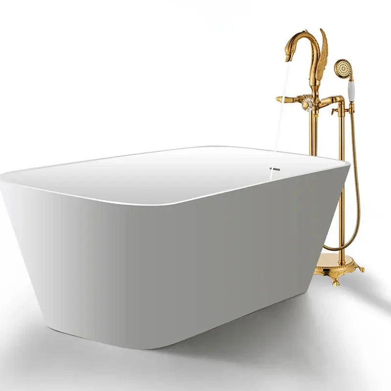 Solid Brass Dual-Handle Wall-Mount Bathtub Faucet (Hand Shower Included)