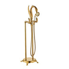 Solid Brass Dual-Handle Wall-Mount Bathtub Faucet (Hand Shower Included)