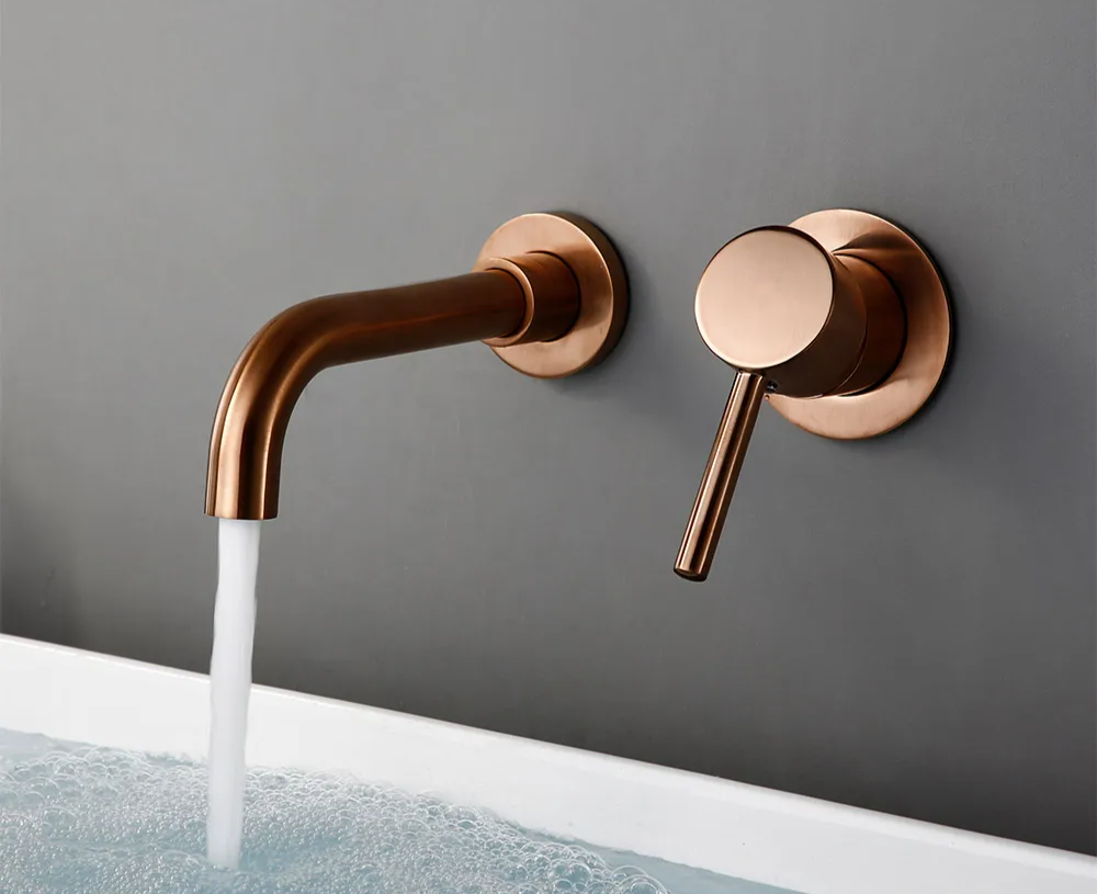 Solid Brass Dual-Handle Wall-Mounted Bathroom Faucet (Concealed)