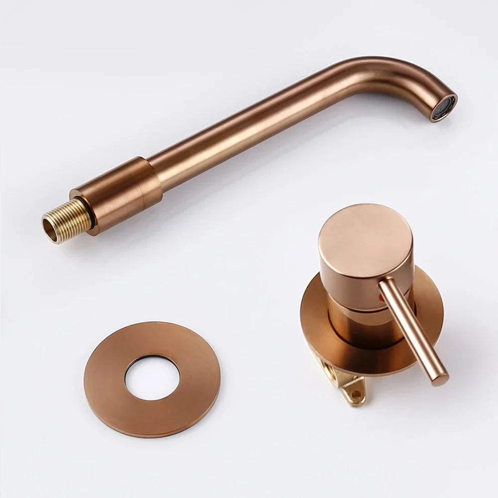 Solid Brass Dual-Handle Wall-Mounted Bathroom Faucet (Concealed)