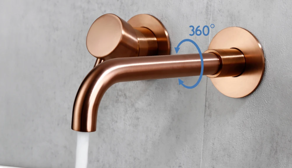 Solid Brass Dual-Handle Wall-Mounted Bathroom Faucet (Concealed)