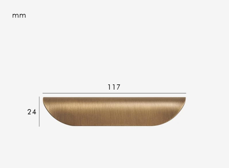Solid Brass Ergonomic Curved Shell Cabinet Pull (2.52 in Center-to-Center)
