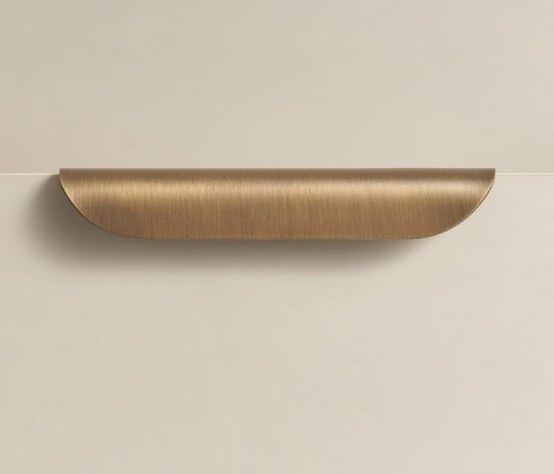 Solid Brass Ergonomic Curved Shell Cabinet Pull (2.52 in Center-to-Center)