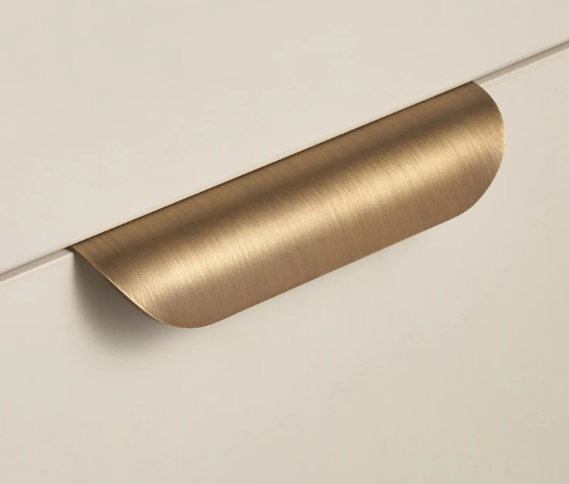 Solid Brass Ergonomic Curved Shell Cabinet Pull (2.52 in Center-to-Center)