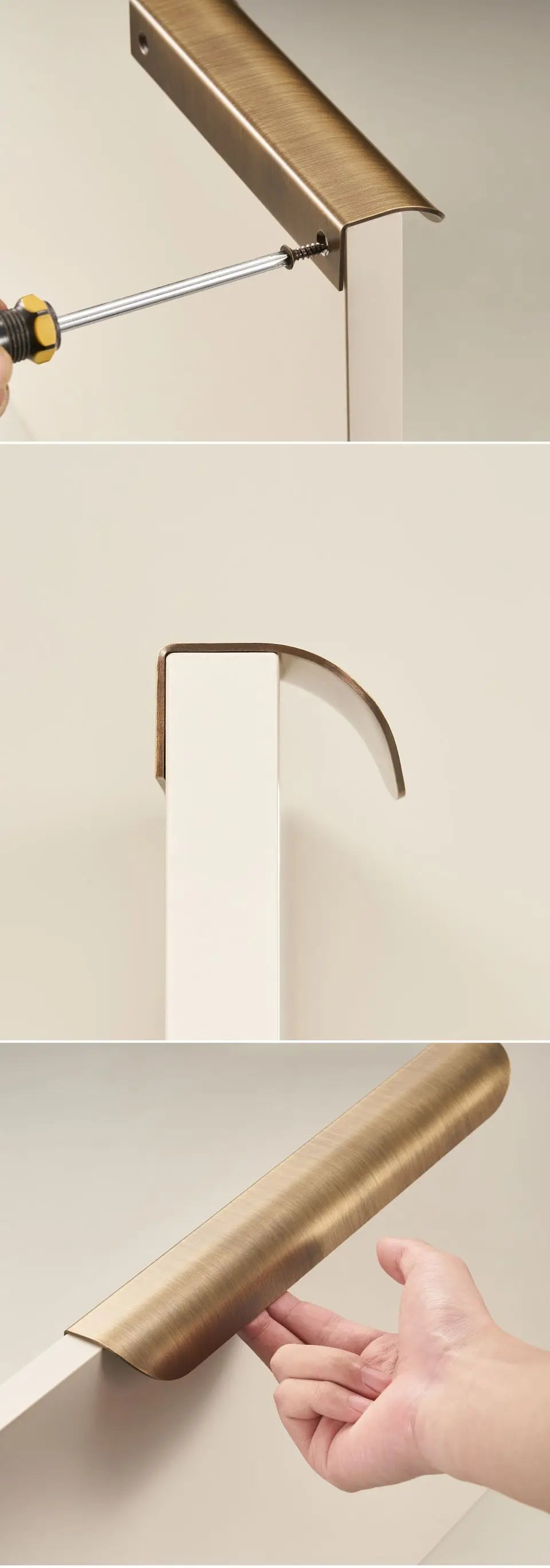 Solid Brass Ergonomic Curved Shell Cabinet Pull (2.52 in Center-to-Center)