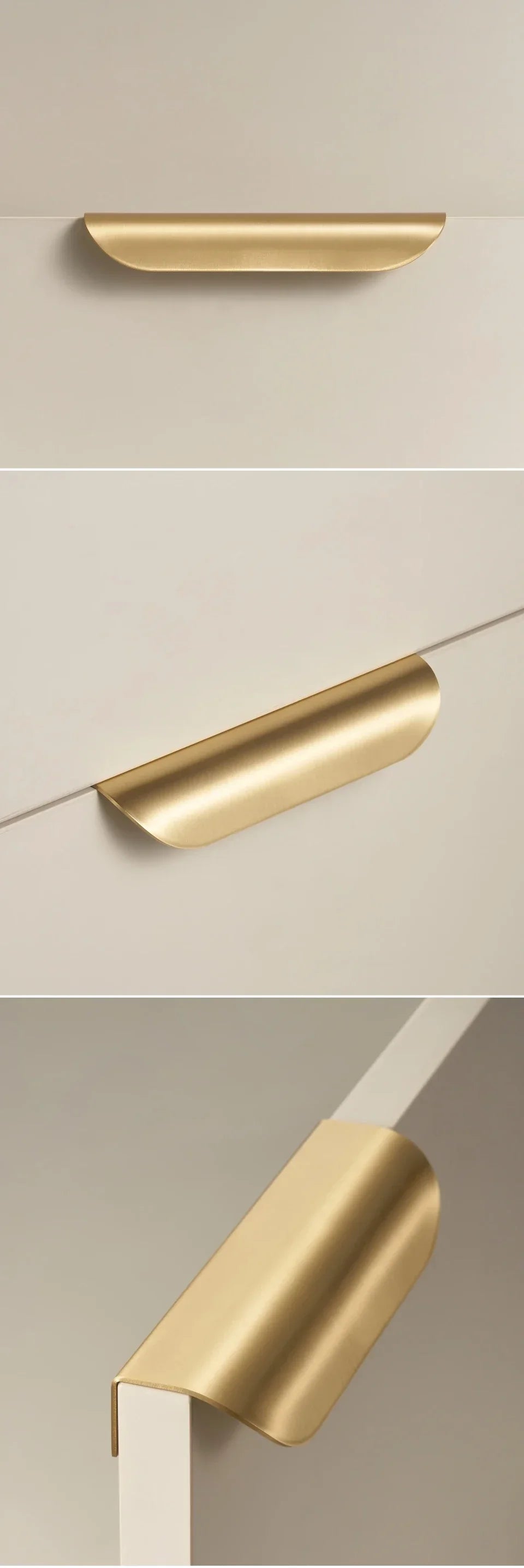 Solid Brass Ergonomic Curved Shell Cabinet Pull (2.52 in Center-to-Center)
