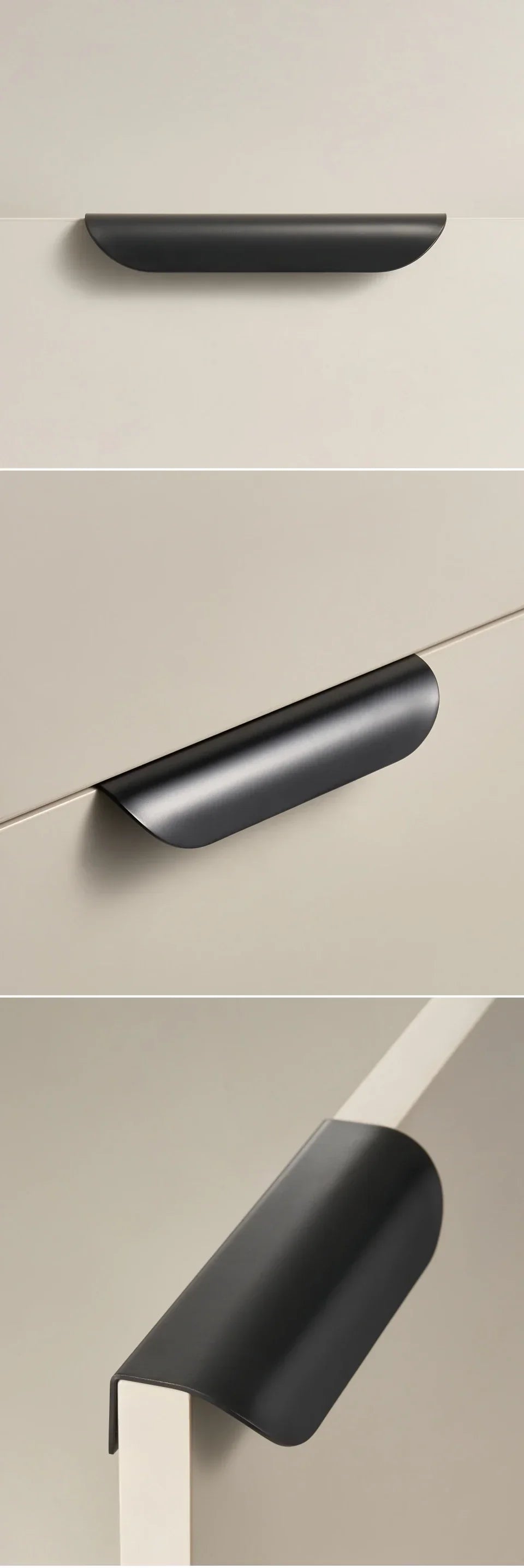 Solid Brass Ergonomic Curved Shell Cabinet Pull (2.52 in Center-to-Center)