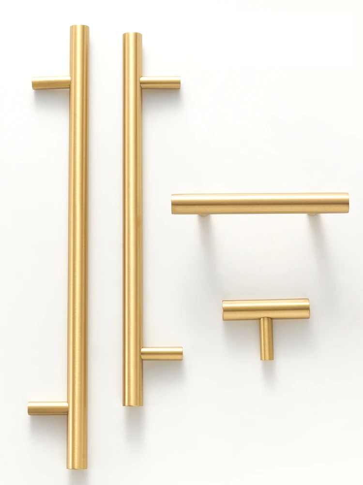 Solid Brass Extra-Long T-Bar Cabinet Handle (224mm Hole Spacing)