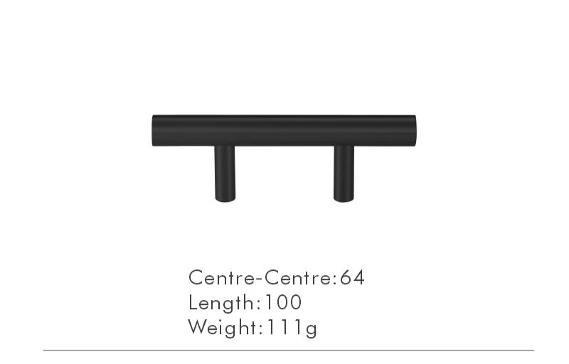 Solid Brass Extra-Long T-Bar Cabinet Handle (224mm Hole Spacing)