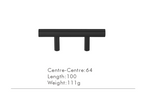 Solid Brass Extra-Long T-Bar Cabinet Handle (224mm Hole Spacing)