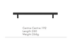 Solid Brass Extra-Long T-Bar Cabinet Handle (224mm Hole Spacing)