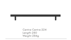 Solid Brass Extra-Long T-Bar Cabinet Handle (224mm Hole Spacing)