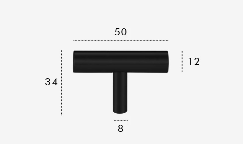 Solid Brass Extra-Long T-Bar Cabinet Handle (224mm Hole Spacing)