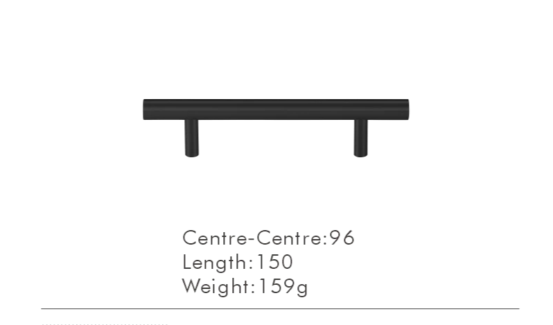 Solid Brass Extra-Long T-Bar Cabinet Handle (224mm Hole Spacing)