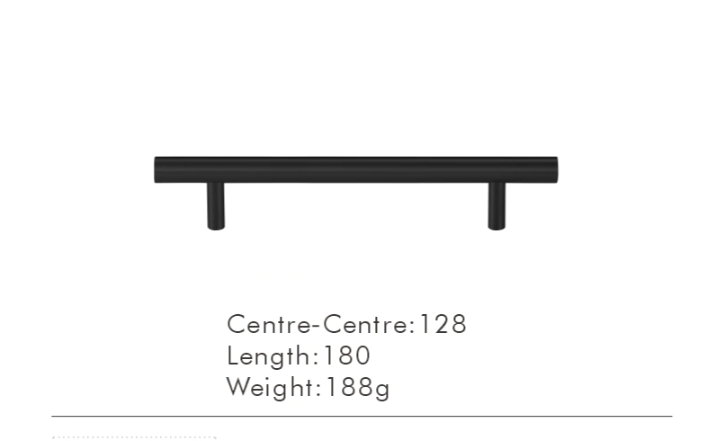 Solid Brass Extra-Long T-Bar Cabinet Handle (224mm Hole Spacing)