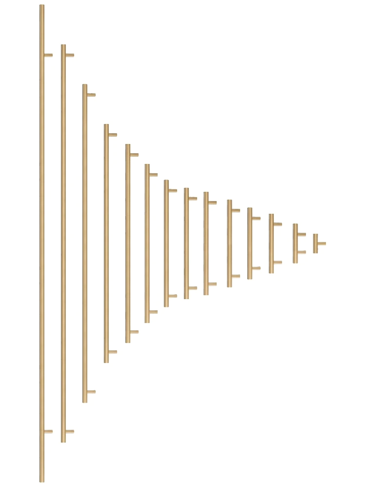 Solid Brass Extra-Long T-Bar Cabinet Handle (224mm Hole Spacing)
