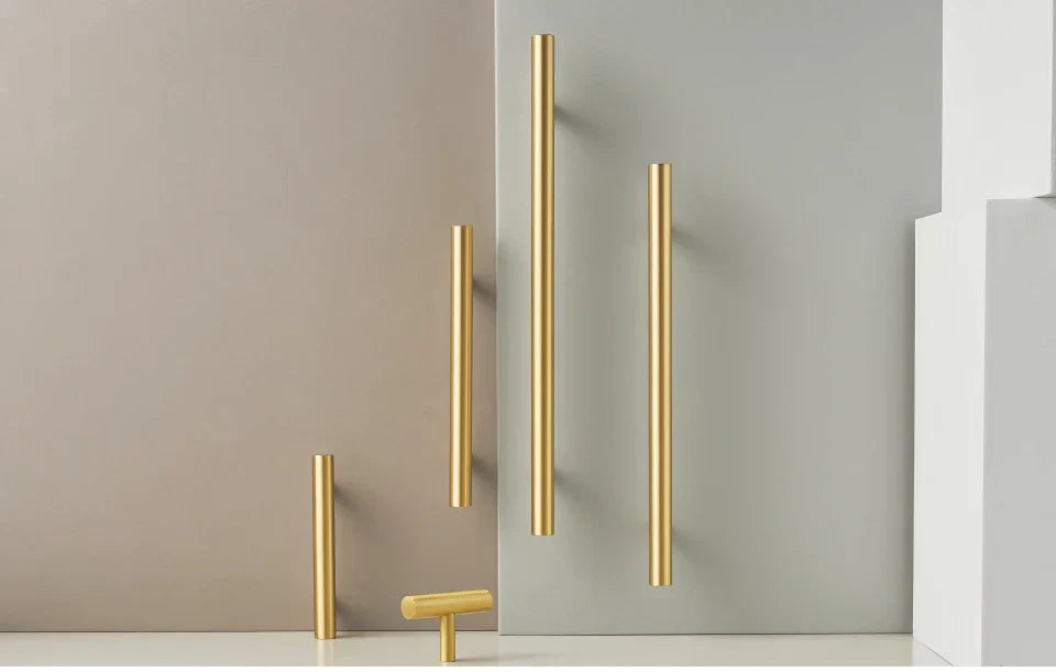 Solid Brass Extra-Long T-Bar Cabinet Handle (224mm Hole Spacing)