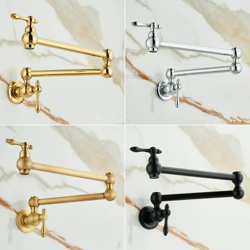 Solid Brass Foldable 360° Swivel Pot Filler Faucet (Wall-Mount)