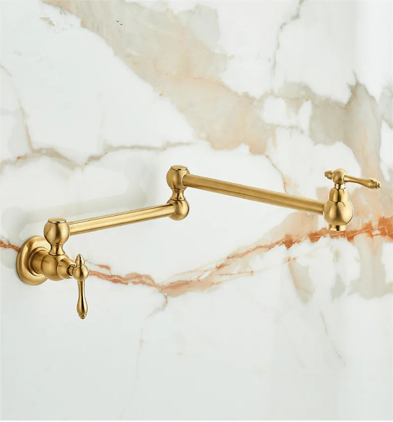 Solid Brass Foldable 360° Swivel Pot Filler Faucet (Wall-Mount)