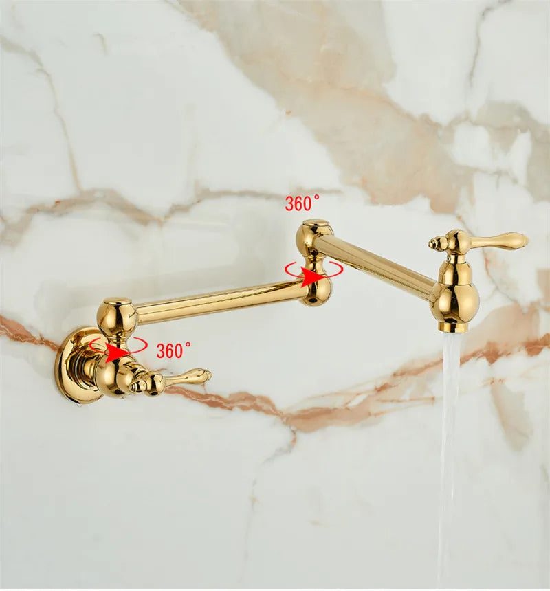 Solid Brass Foldable 360° Swivel Pot Filler Faucet (Wall-Mount)