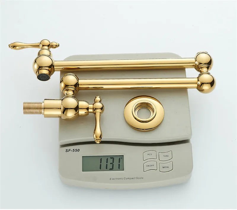 Solid Brass Foldable 360° Swivel Pot Filler Faucet (Wall-Mount)