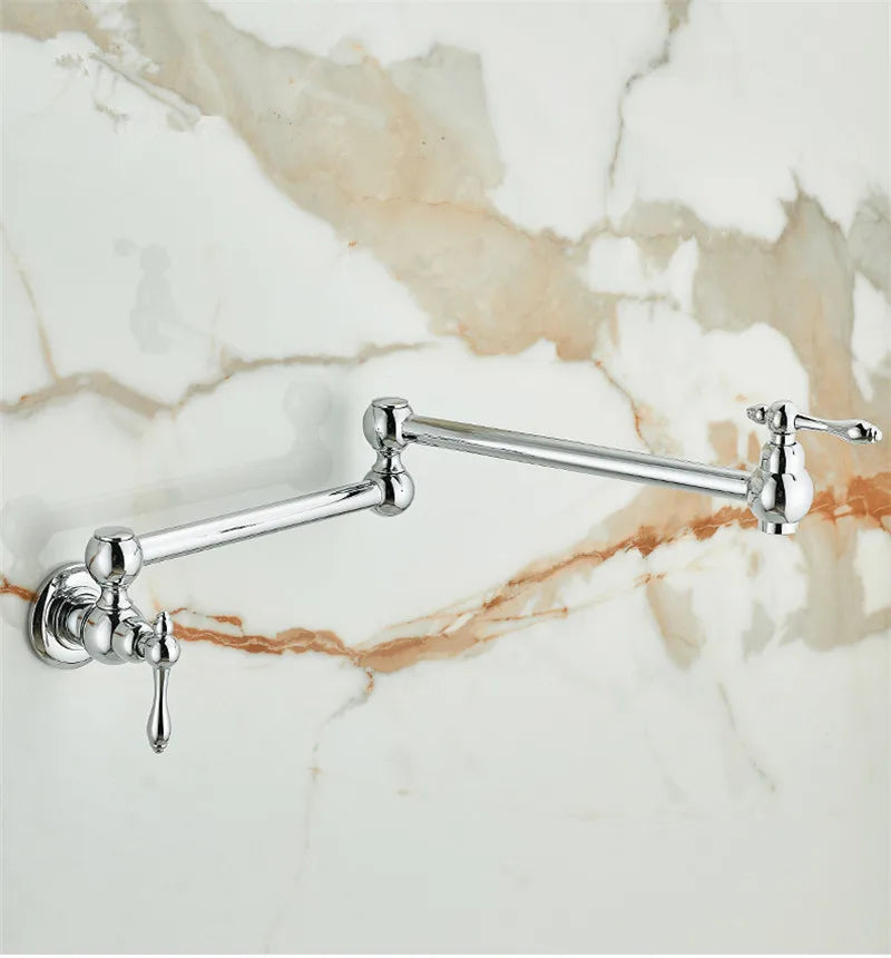 Solid Brass Foldable 360° Swivel Pot Filler Faucet (Wall-Mount)