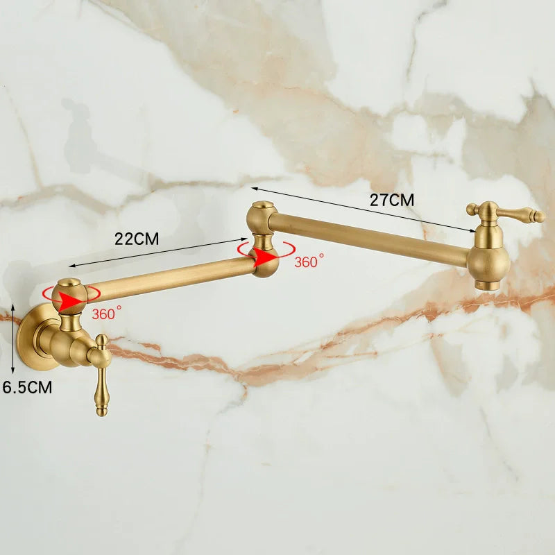 Solid Brass Foldable 360° Swivel Pot Filler Faucet (Wall-Mount)