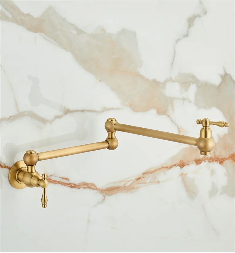 Solid Brass Foldable 360° Swivel Pot Filler Faucet (Wall-Mount)