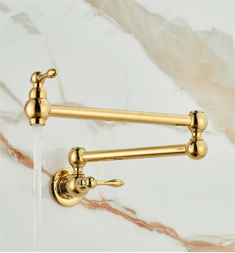 Solid Brass Foldable 360° Swivel Pot Filler Faucet (Wall-Mount)