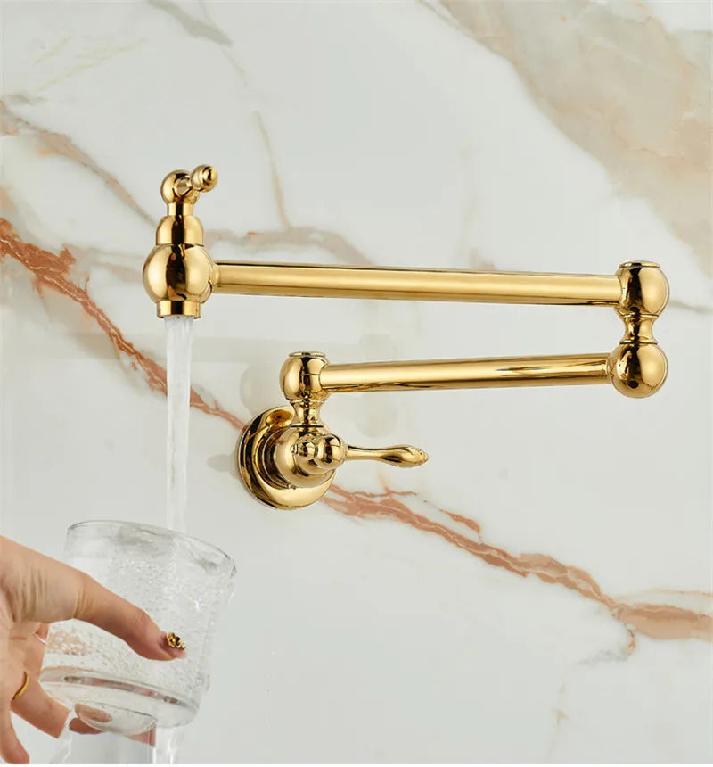 Solid Brass Foldable 360° Swivel Pot Filler Faucet (Wall-Mount)
