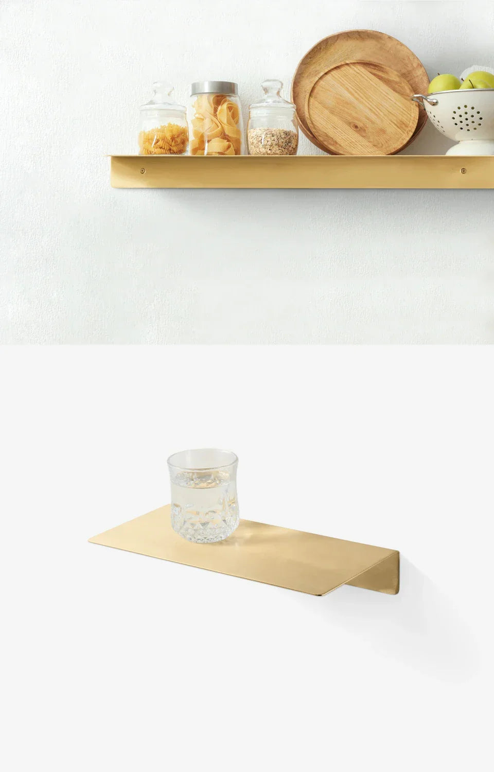 Solid Brass Hand-Finished Wall Shelf (Custom Size)