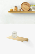 Solid Brass Hand-Finished Wall Shelf (Custom Size)