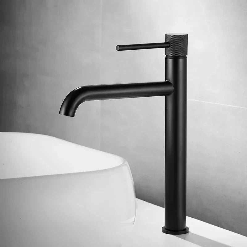 Solid Brass Matte Black Single-Handle Bathroom Faucet (Single-Hole)