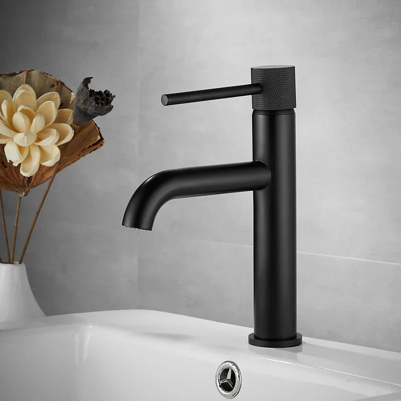 Solid Brass Matte Black Single-Handle Bathroom Faucet (Single-Hole)