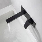 Solid Brass Matte Black Wall-Mounted Single-Handle Basin Faucet