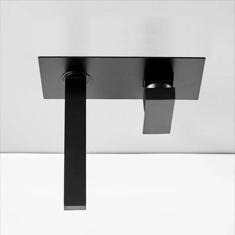 Solid Brass Matte Black Wall-Mounted Single-Handle Basin Faucet