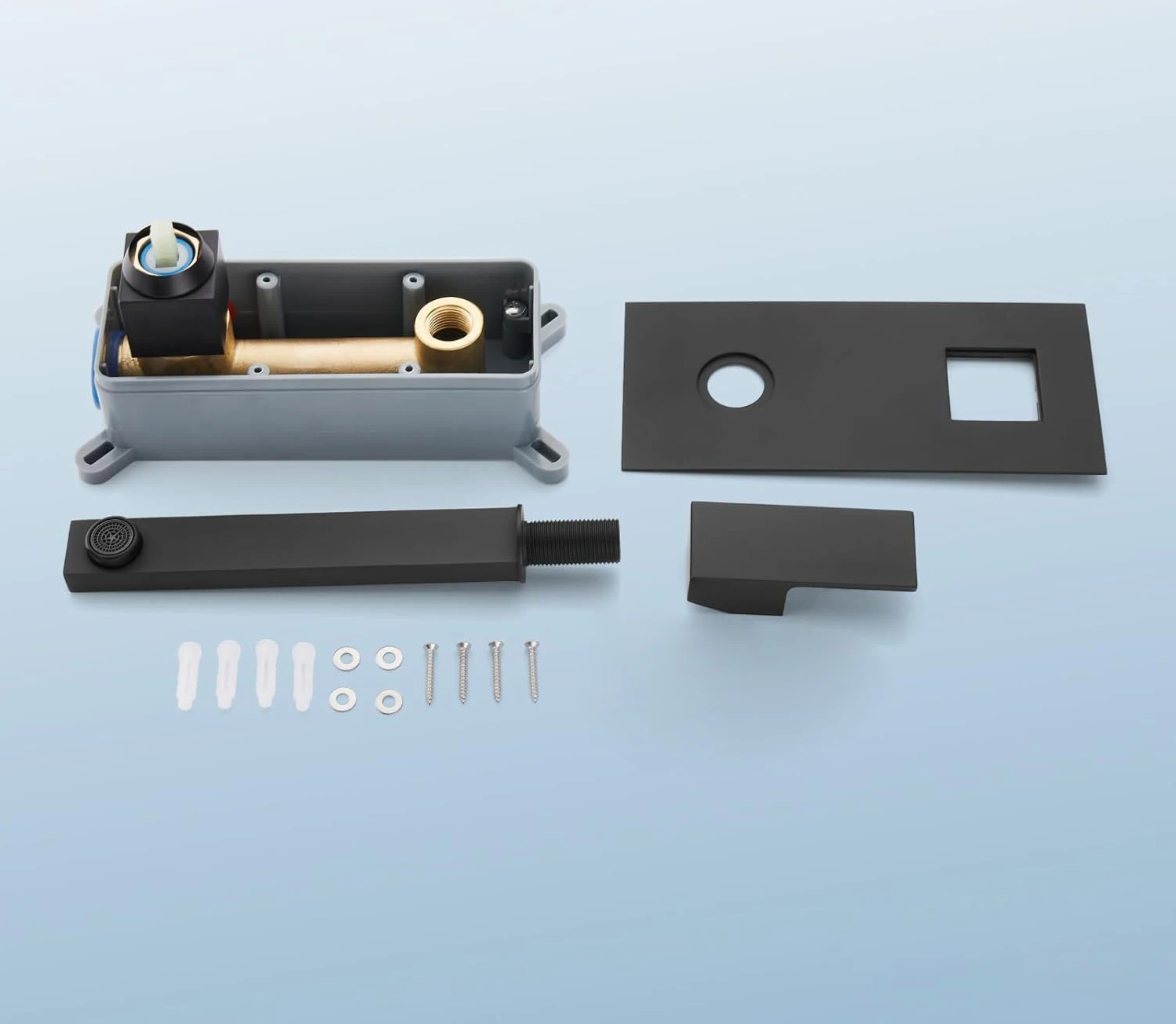 Solid Brass Matte Black Wall-Mounted Single-Handle Basin Faucet