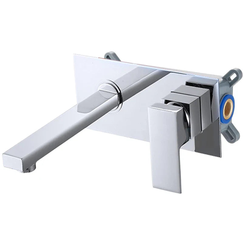 Solid Brass Matte Black Wall-Mounted Single-Handle Basin Faucet