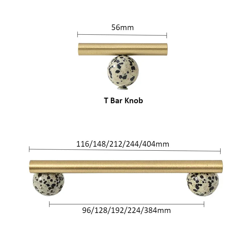 Solid Brass & Natural Marble Cabinet Handles & Knobs