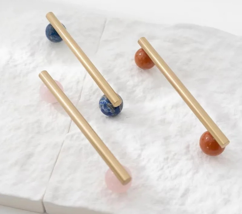 Solid Brass & Natural Marble Cabinet Handles & Knobs