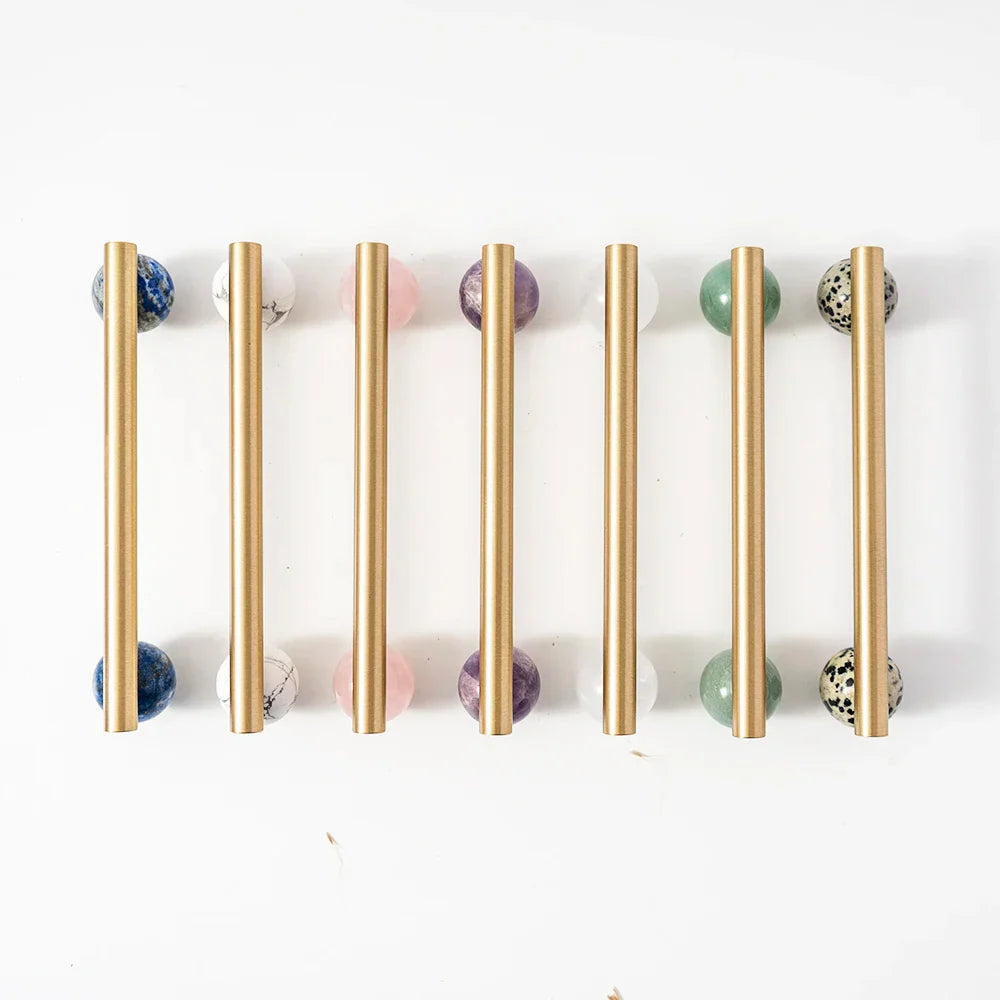 Solid Brass & Natural Marble Cabinet Handles & Knobs