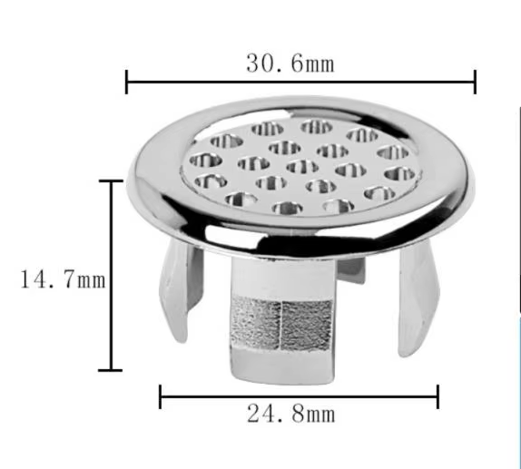 Solid Brass Press-Fit Overflow Cover Ring (Fits 0.87–0.98 Inches)