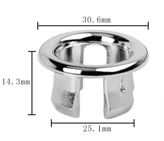 Solid Brass Press-Fit Overflow Cover Ring (Fits 0.87–0.98 Inches)