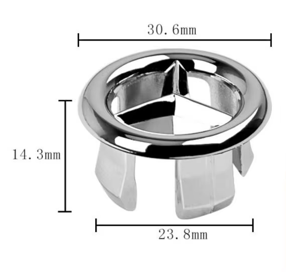 Solid Brass Press-Fit Overflow Cover Ring (Fits 0.87–0.98 Inches)