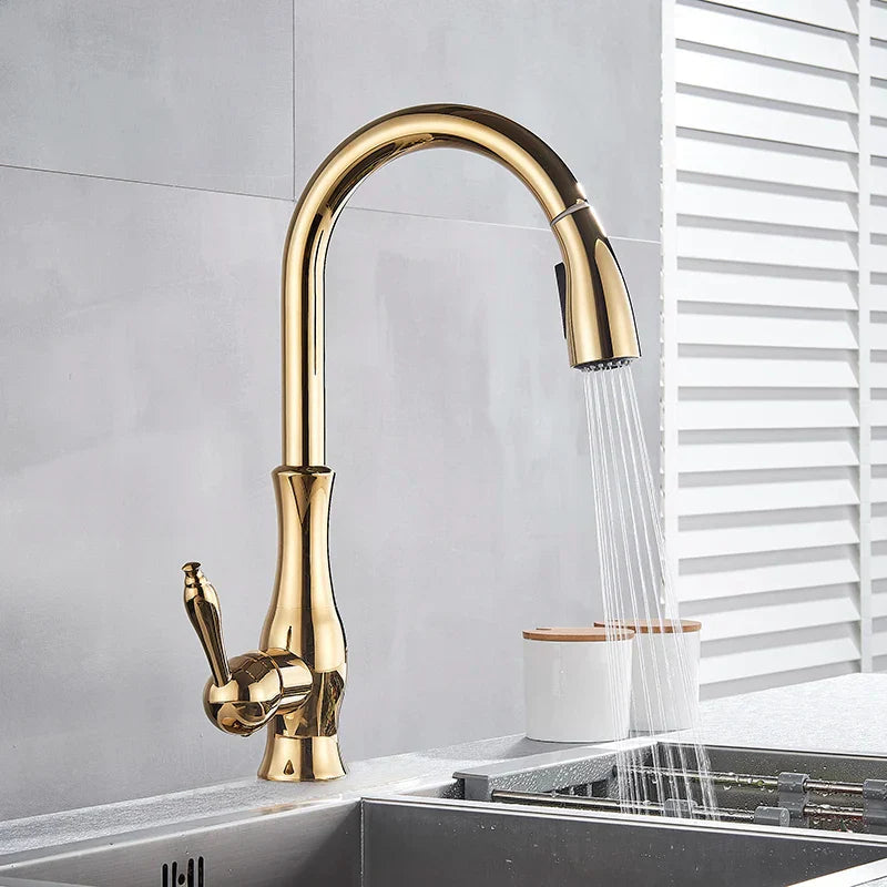 Solid Brass Pull-Down & 360° Swivel Kitchen Faucet