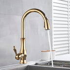 Solid Brass Pull-Down & 360° Swivel Kitchen Faucet