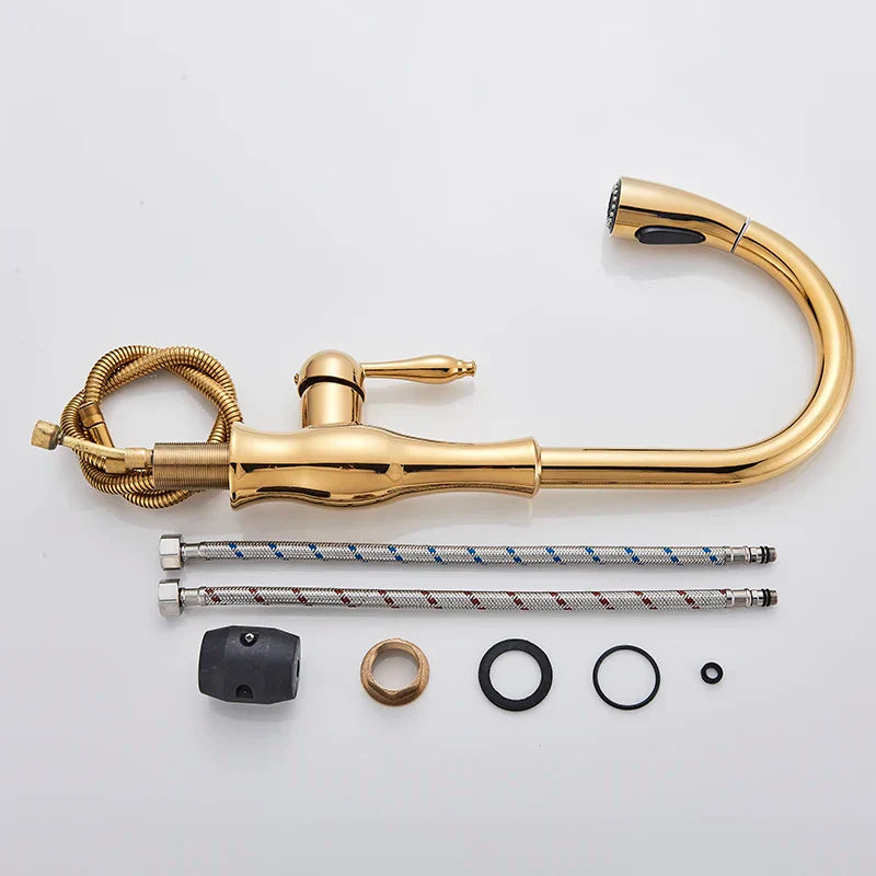 Solid Brass Pull-Down & 360° Swivel Kitchen Faucet
